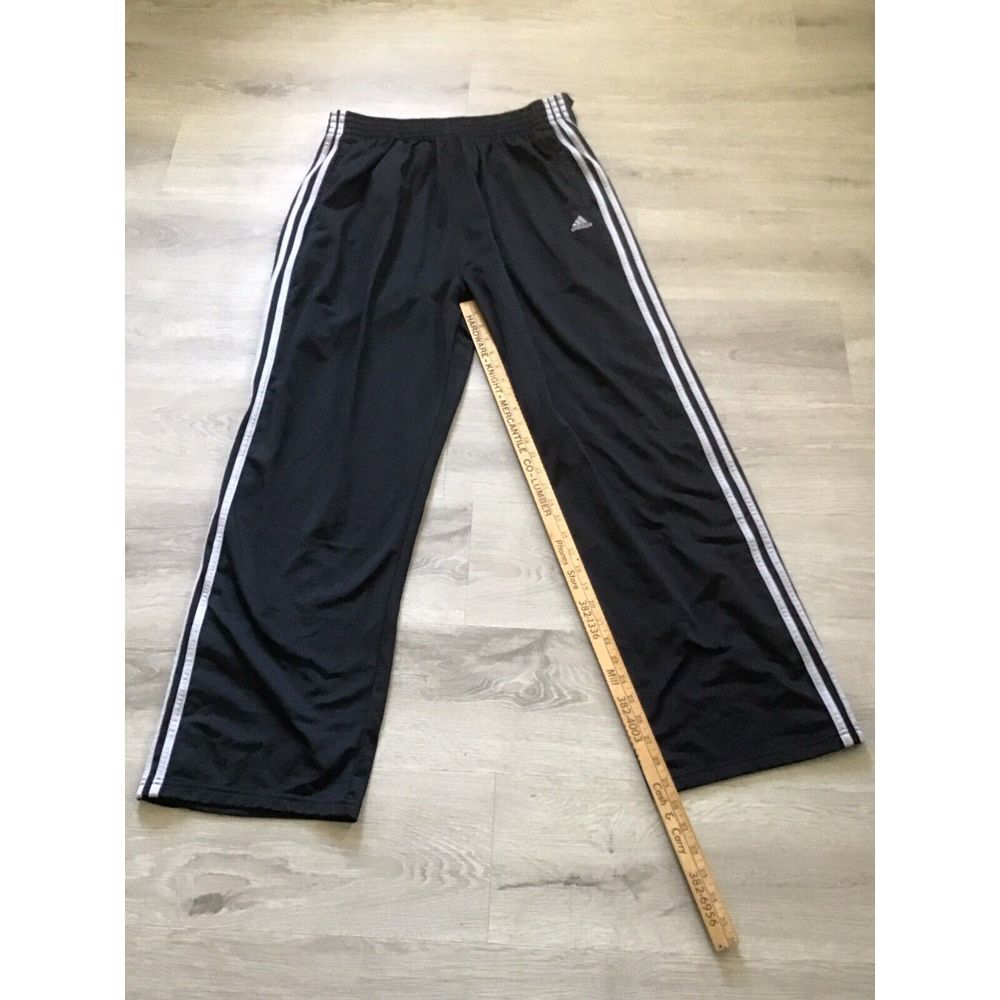 Vintage Adidas Pants Men's Large Black Silver Stripes Break Away Side‎ Snap